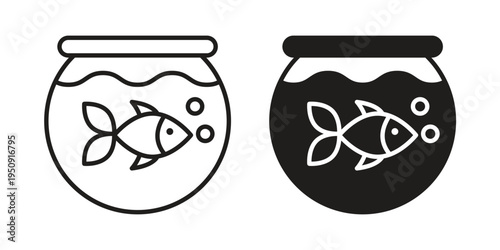 Fish bowl icon symbol, logo illustration. Vector graphics web design.
