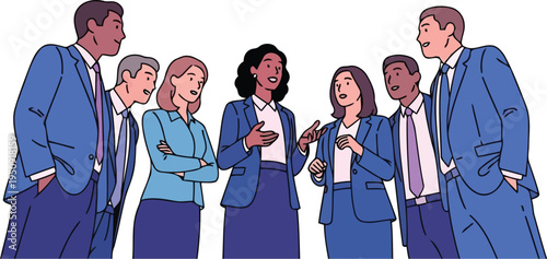 Diverse business team meeting discussion vector illustration
