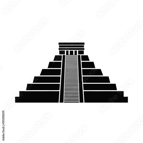 Ancient Mayan Temple Pyramid Structure.