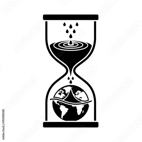 Black and white hourglass icon symbol.