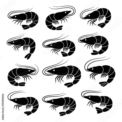 Black shrimp icons in rows.