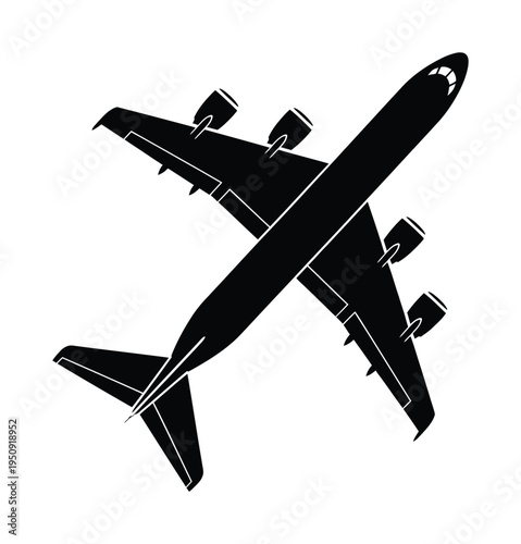 Vector of a large commercial airplane viewed from directly above
