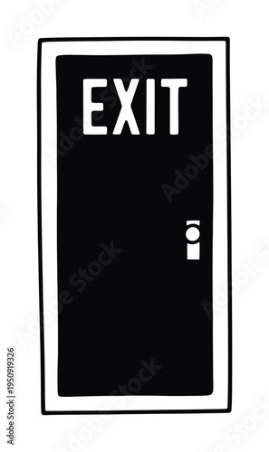 Bold vector of a door labeled with the word exit