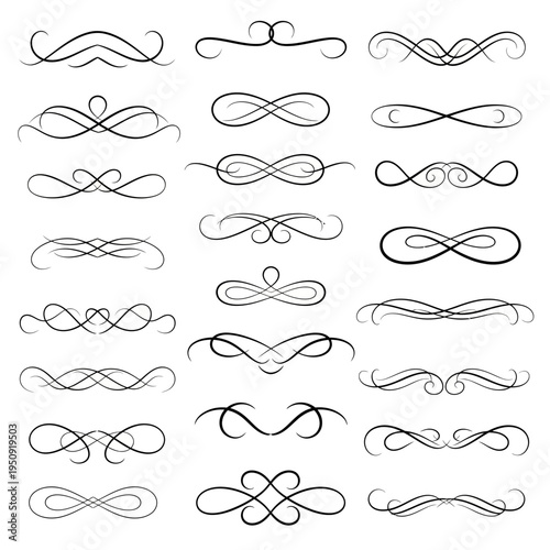 Collection of elegant swirling line designs.