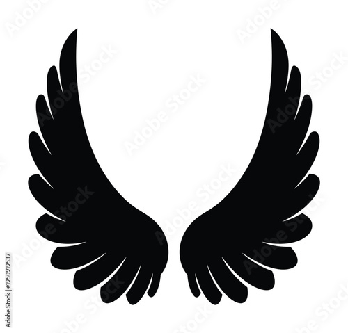Vector of symmetrical black angel wings