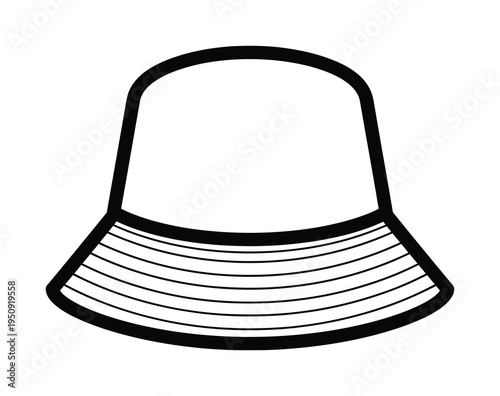 Vector of a classic bucket hat with a wide striped brim