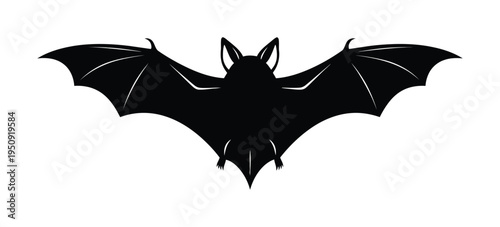 Vector of a bat with fully extended wings and pointed ears