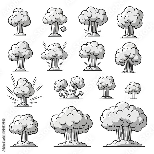 Collection of various explosion graphics.