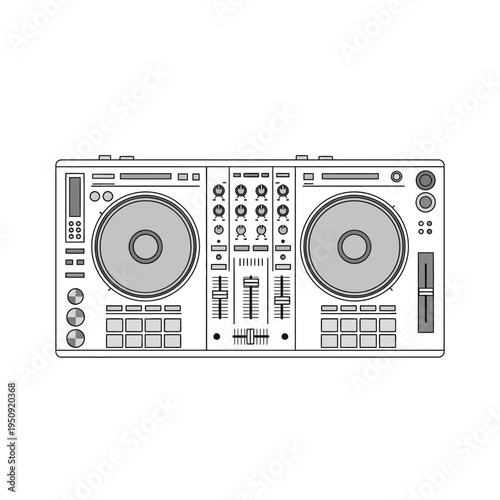 DJ mixer controller with buttons.