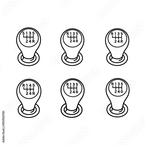 Manual gear shift levers in lineup.