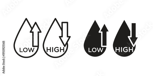 Low and high cholesterol icon symbol, logo illustration. Vector graphics web design.