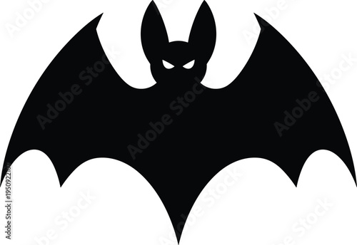 Scary bat silhouette with spread wings halloween horror night creature gothic animal icon black vector illustration isolated design