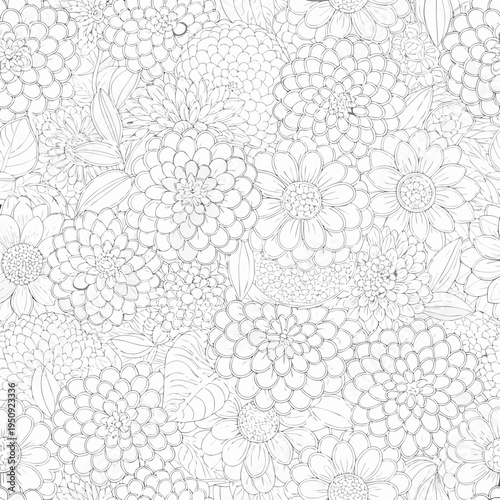 Intricate floral pattern a seamless repeat of hand drawn flower designs