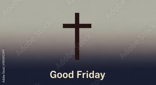Dark brown cross on gradient background with good friday text symbolizing faith and spirituality on a solemn day