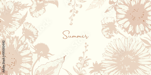 Delicate floral arrangement with the word summer in script lettering
