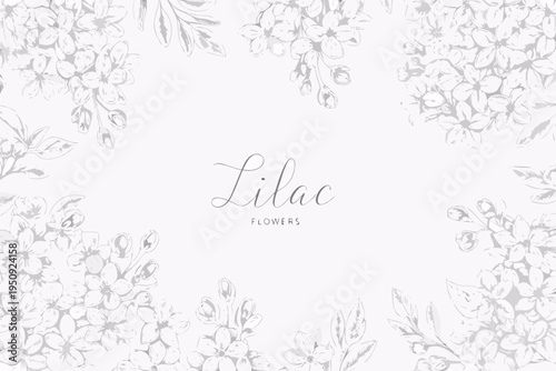 Delicate lilac flower arrangement with elegant script typography