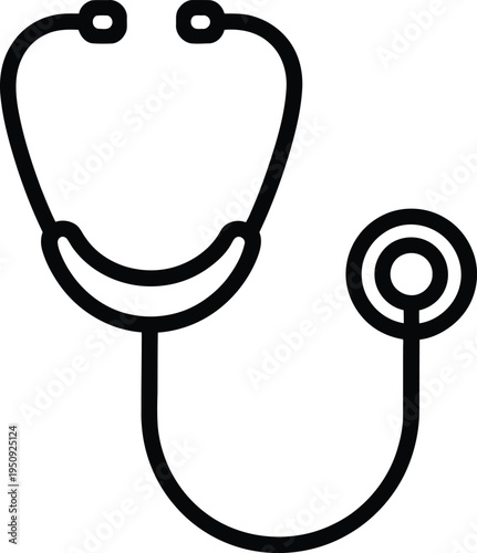 Black and white line stethoscope with smiling chestpiece symbolizing healthcare smile medical symbol