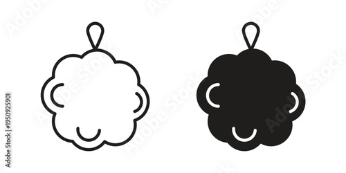 Shower sponge ball icon symbol, logo illustration. Vector graphics web design.