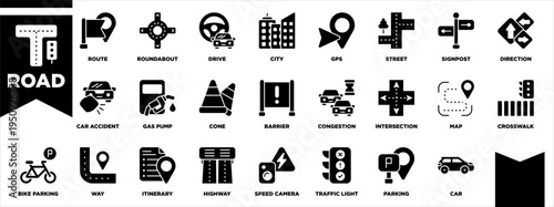 Road Icon Sheet Glyph Black