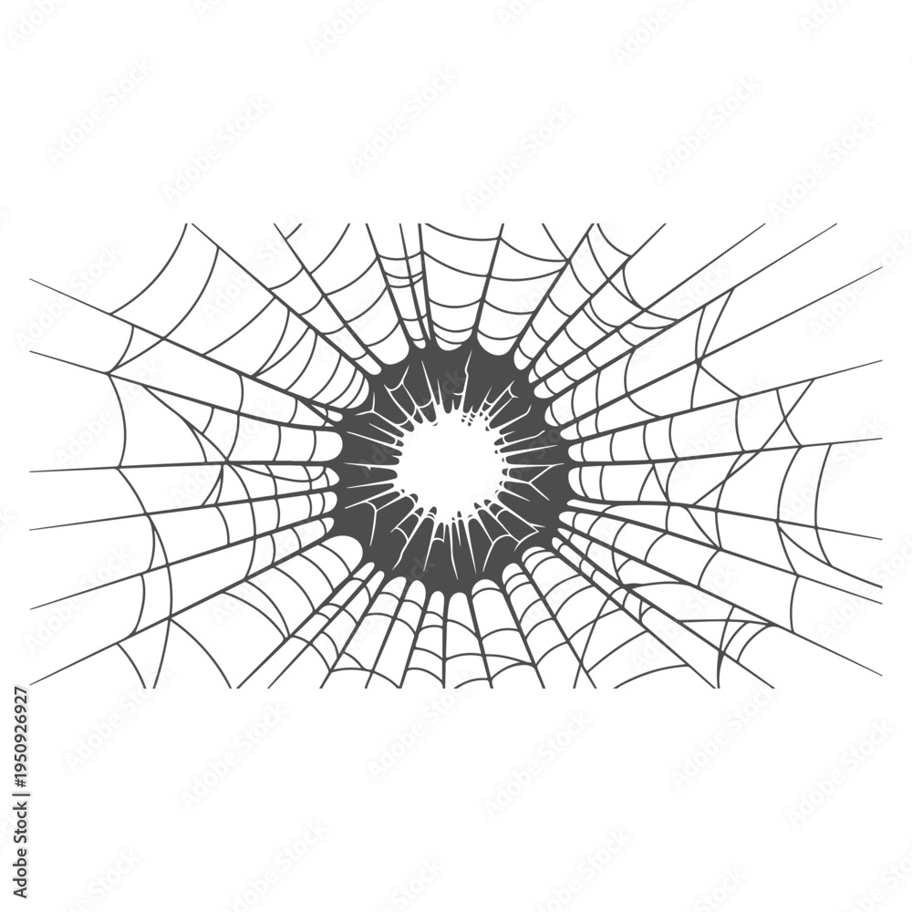 Obraz premium Realistic spider web vector illustration set isolated on transparent background. Creepy cobweb corner decoration for Halloween design, spooky gothic gothic aesthetic, hand-drawn net pattern graphic.