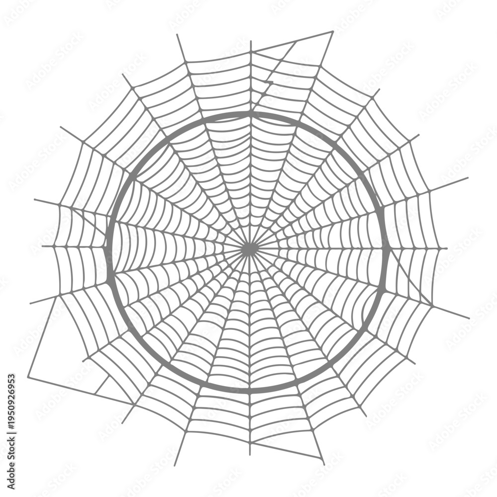 Obraz premium Realistic spider web vector illustration set isolated on transparent background. Creepy cobweb corner decoration for Halloween design, spooky gothic gothic aesthetic, hand-drawn net pattern graphic.