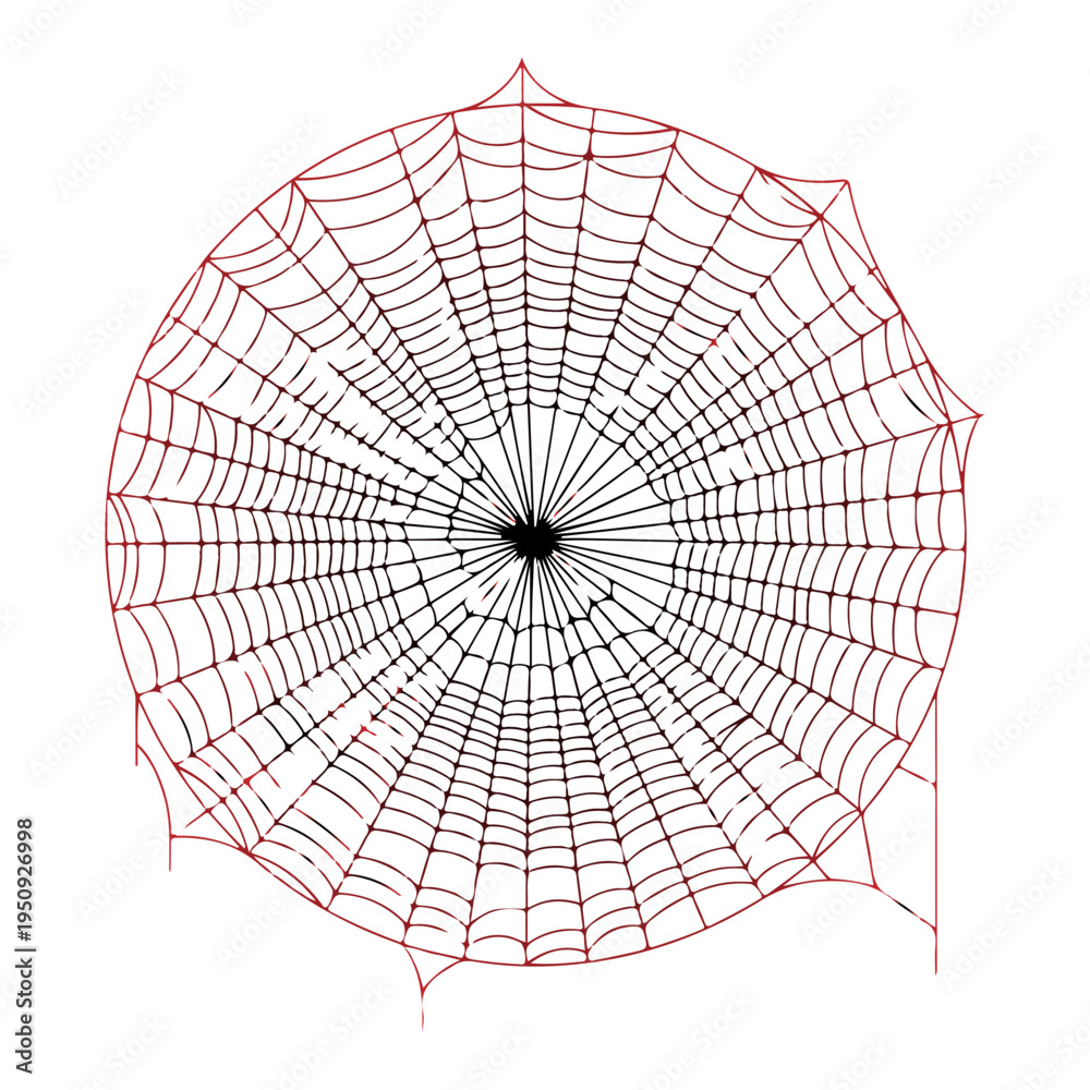 Obraz premium Realistic spider web vector illustration set isolated on transparent background. Creepy cobweb corner decoration for Halloween design, spooky gothic gothic aesthetic, hand-drawn net pattern graphic.