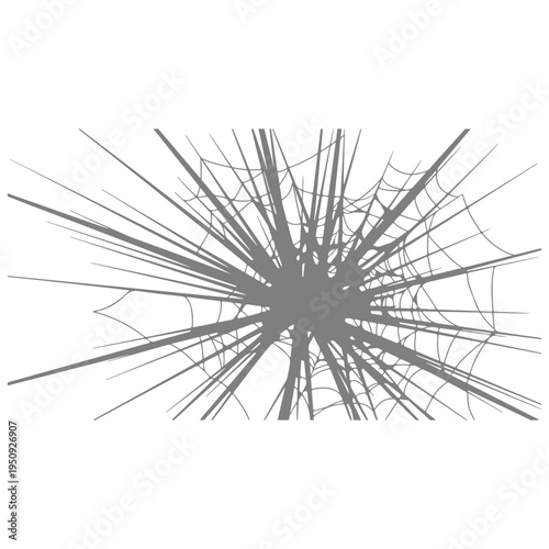 Realistic spider web vector illustration set isolated on transparent background. Creepy cobweb corner decoration for Halloween design, spooky gothic gothic aesthetic, hand-drawn net pattern graphic.