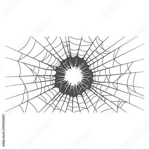 Realistic spider web vector illustration set isolated on transparent background. Creepy cobweb corner decoration for Halloween design, spooky gothic gothic aesthetic, hand-drawn net pattern graphic.