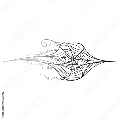 Realistic spider web vector illustration set isolated on transparent background. Creepy cobweb corner decoration for Halloween design, spooky gothic gothic aesthetic, hand-drawn net pattern graphic.