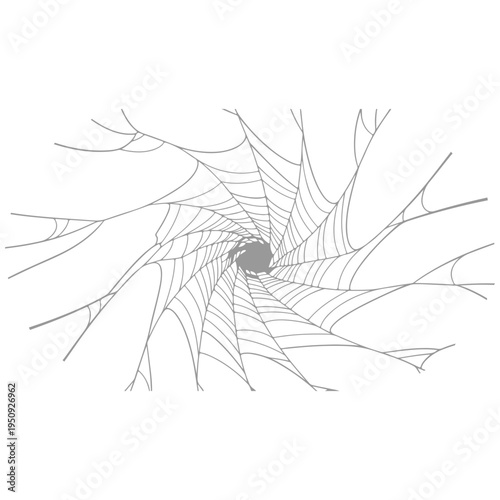 Realistic spider web vector illustration set isolated on transparent background. Creepy cobweb corner decoration for Halloween design, spooky gothic gothic aesthetic, hand-drawn net pattern graphic.