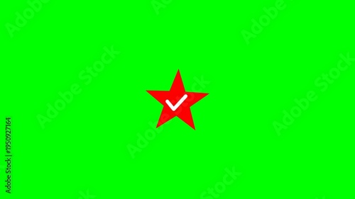 Star check mark icon animation on green screen background