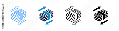 Cash Flow Multiple Style Icon Set Collection 