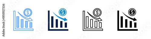 Depreciation Multiple Style Icon Set Collection 