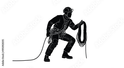 Vector illustration of a rock climber with rope