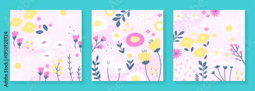 花柄背景イラスト｜ナチュラルでかわいいボタニカルベクター