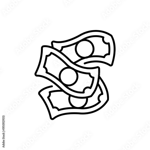 Floating paper money bills icon representing cash circulation and liquidity
