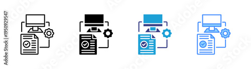 Process icon set multiple style collection