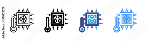 Cpu icon set multiple style collection