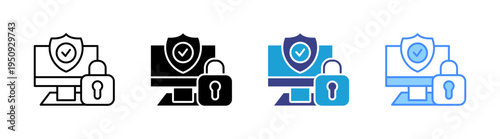 Authentication icon set multiple style collection