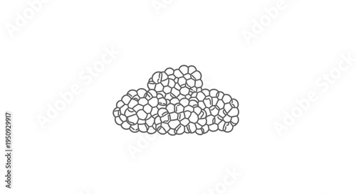 Abstract cloud shape formed by interconnected cells or bubbles, minimalist line art