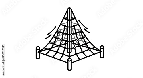 Abstract Geometric Climbing Net Structure for Outdoor Playground, Recreation and Fun