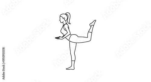 Woman practicing yoga, dancer pose, stretching, fitness, healthy lifestyle, isolated on white background