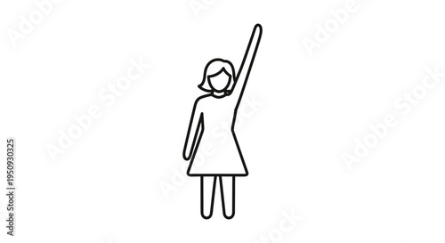 Woman raising hand in air, symbol of empowerment, success, and participation