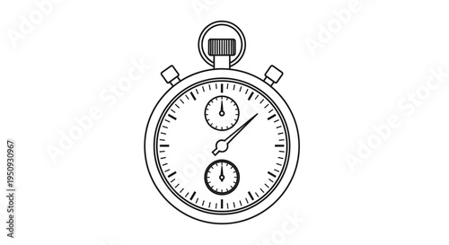 Vintage Stopwatch Icon, Time Measurement, Countdown Timer, Classic Chronograph