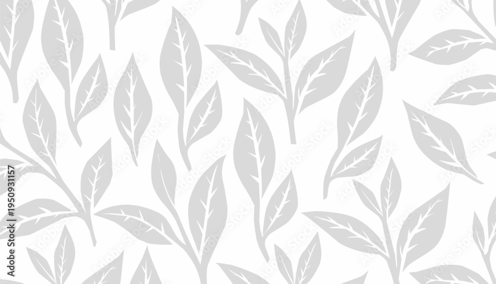 Fototapeta premium Green Tea Seamless Pattern Design. Tea Leaf Repeating Background Illustration. Hand Drawn Botanical Style. Organic Herbal Texture Pattern. Background For Packaging Textile.