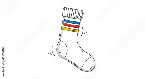 Whimsical Cartoon Sock with Stripes Dancing and Wiggling