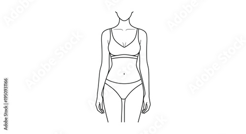 Woman Body Outline, Underwear, Fashion Silhouette, Fashion Illustration, Line Art