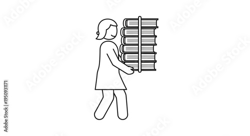 Woman carrying stack of books, education, knowledge, study, library, learning, information, research