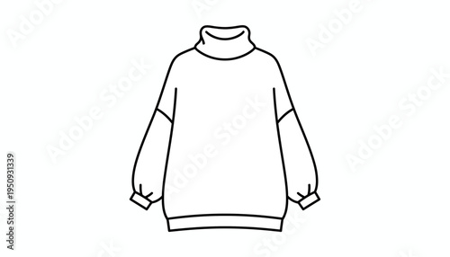Turtleneck sweater outline, fashion illustration, minimalist clothing design