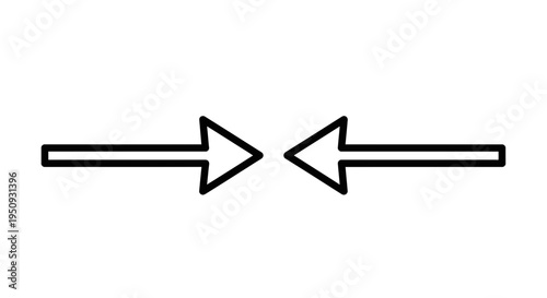 Two opposing arrows pointing inwards, symbolizing conflict, negotiation, or meeting point